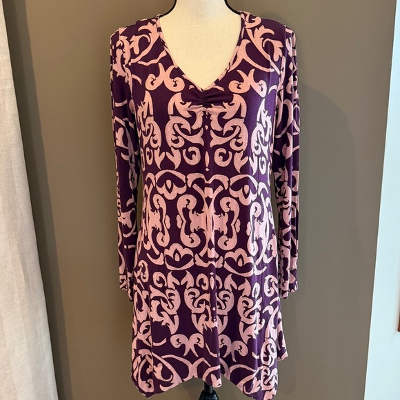 Soma Dresses & Skirts - Soma Women's Flowy Long Open Sleeve Midi Dress, Burgundy, Size Medium